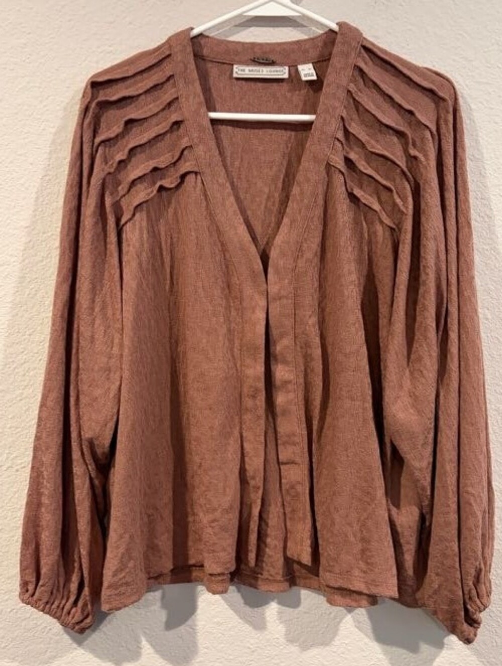 The Muse Lounge Anthropologie Womems Blush Tan Textured Cardigan Sweater Size XL
